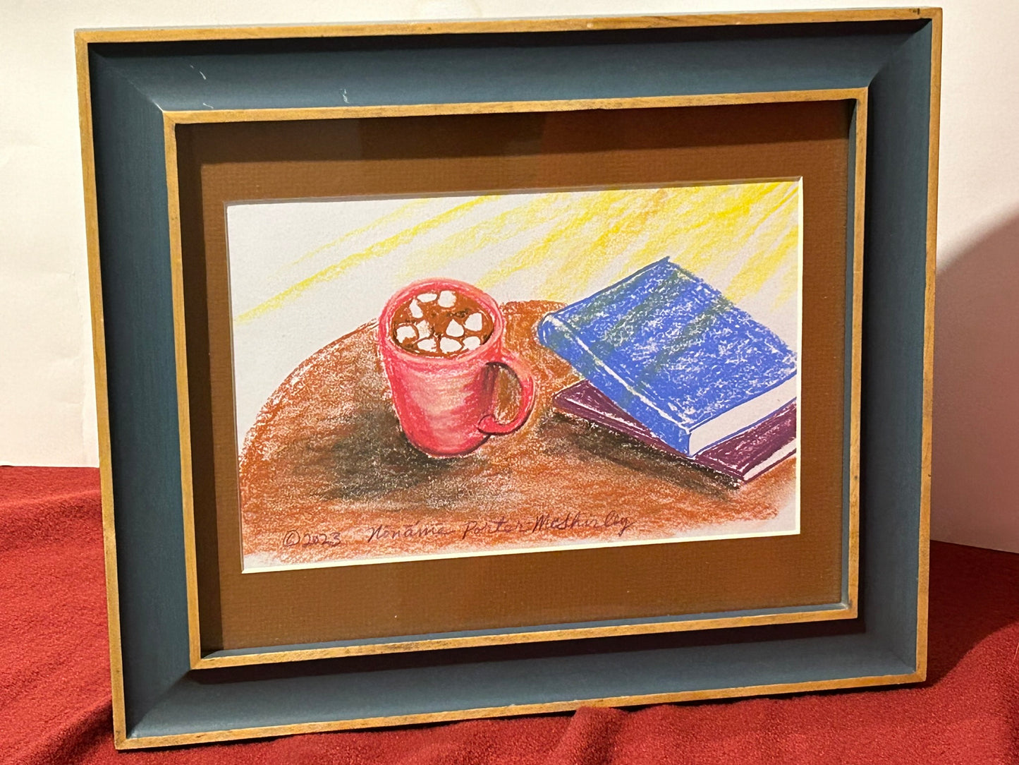 Hot Choclate and Books, ORIGINAL, Framed