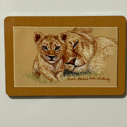 Lioness and Cub, 2"x3" MAGNET