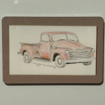 Old Red Chevrolet Pickup Truck, 2"x3" MAGNET