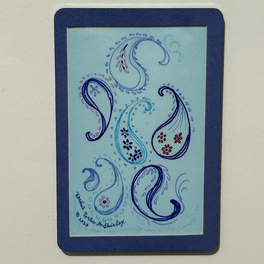 Paisleys on Blue, 2"x3" MAGNET