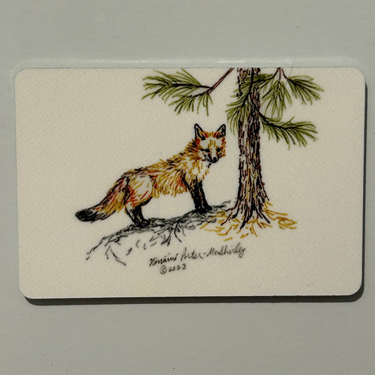 Red Fox and Pine Tree, 2"x3" MAGNET