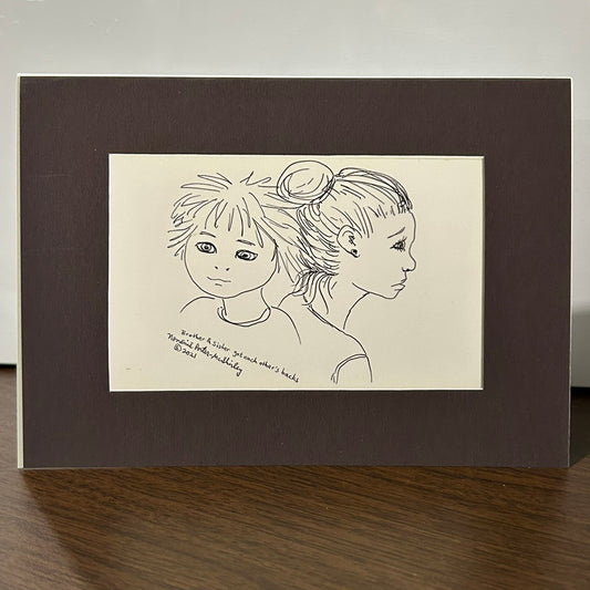 Brother and Sister Have Each Other's Back, 5x7 NOTECARD with Envelope