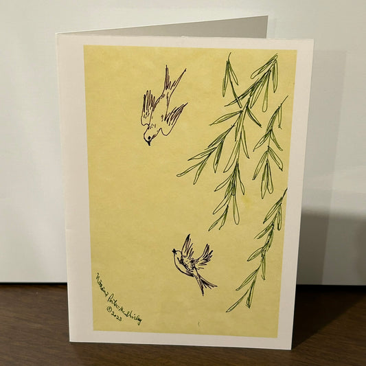 Swallows at the Willow Tree, 5x7 NOTECARD with Envelope