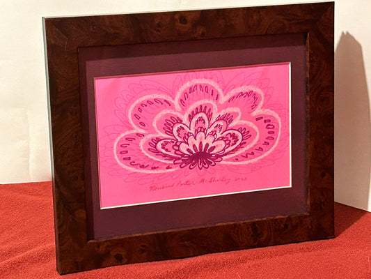 Pink Petal Design (Lotus-like), ORIGINAL, Framed